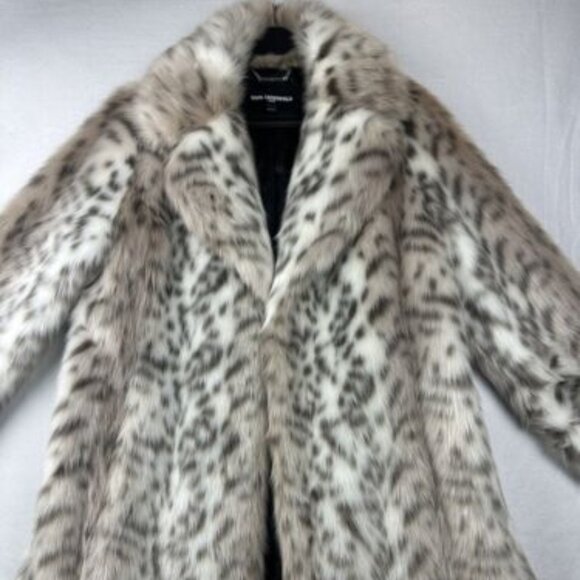 Authentic Karl Lagerfeld Paris Women faux Snow Leopard Fur Coat  XL Jacket 14 16 - Picture 1 of 15